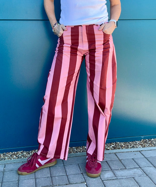 Edie stripy trousers - Plum / Pink