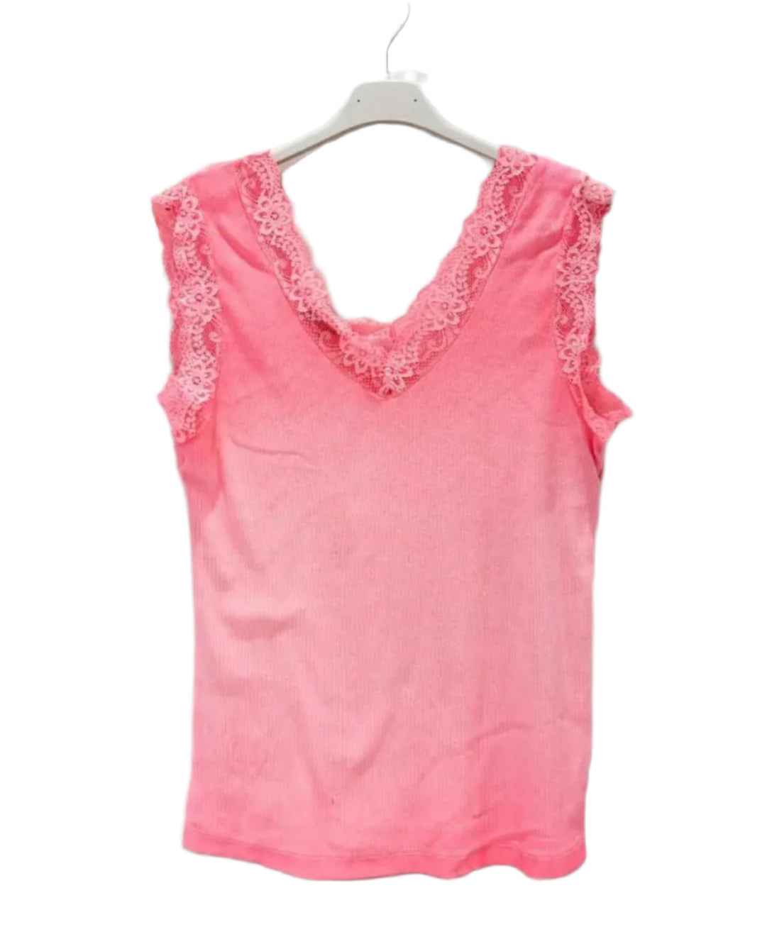 Faro lace trim vest - Coral Pink