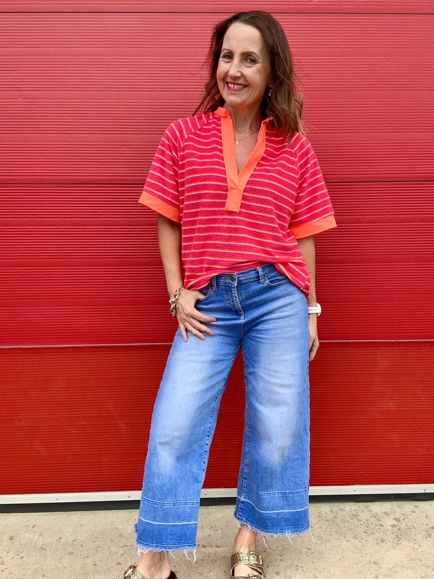 Bobby sporty stripe top - Orange