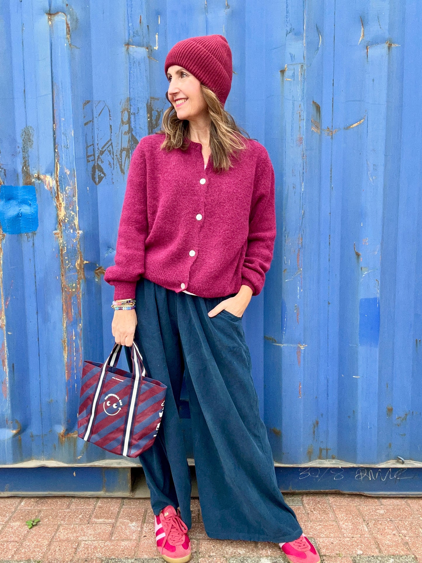 York wideleg cord trousers - Navy