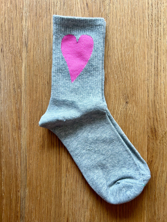 Love Heart Socks - Grey