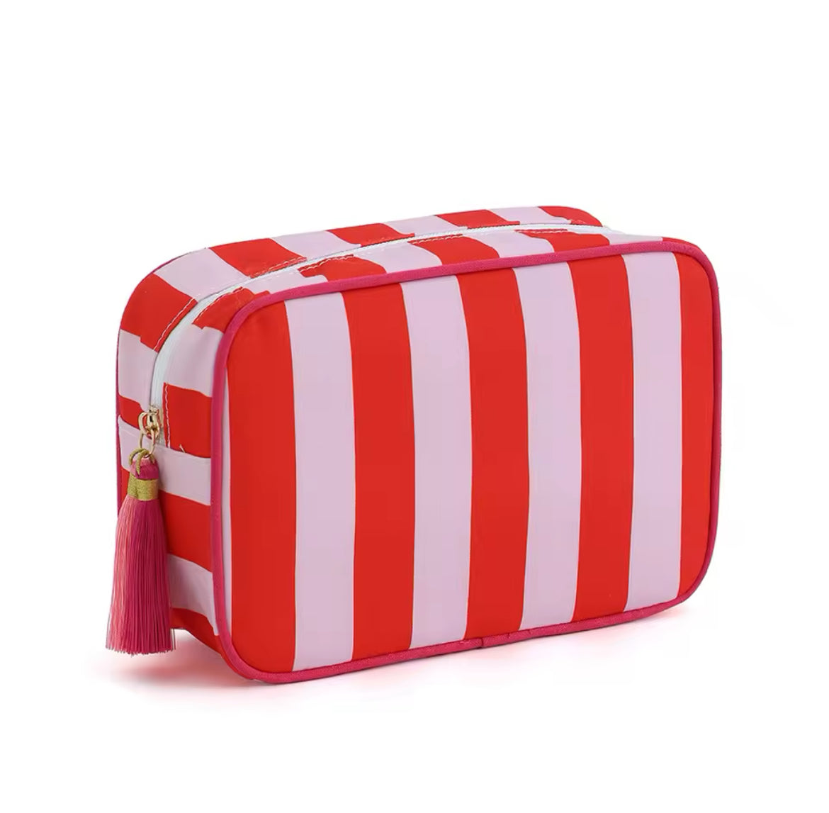 Tiggy stripe washbag - Red / Pink