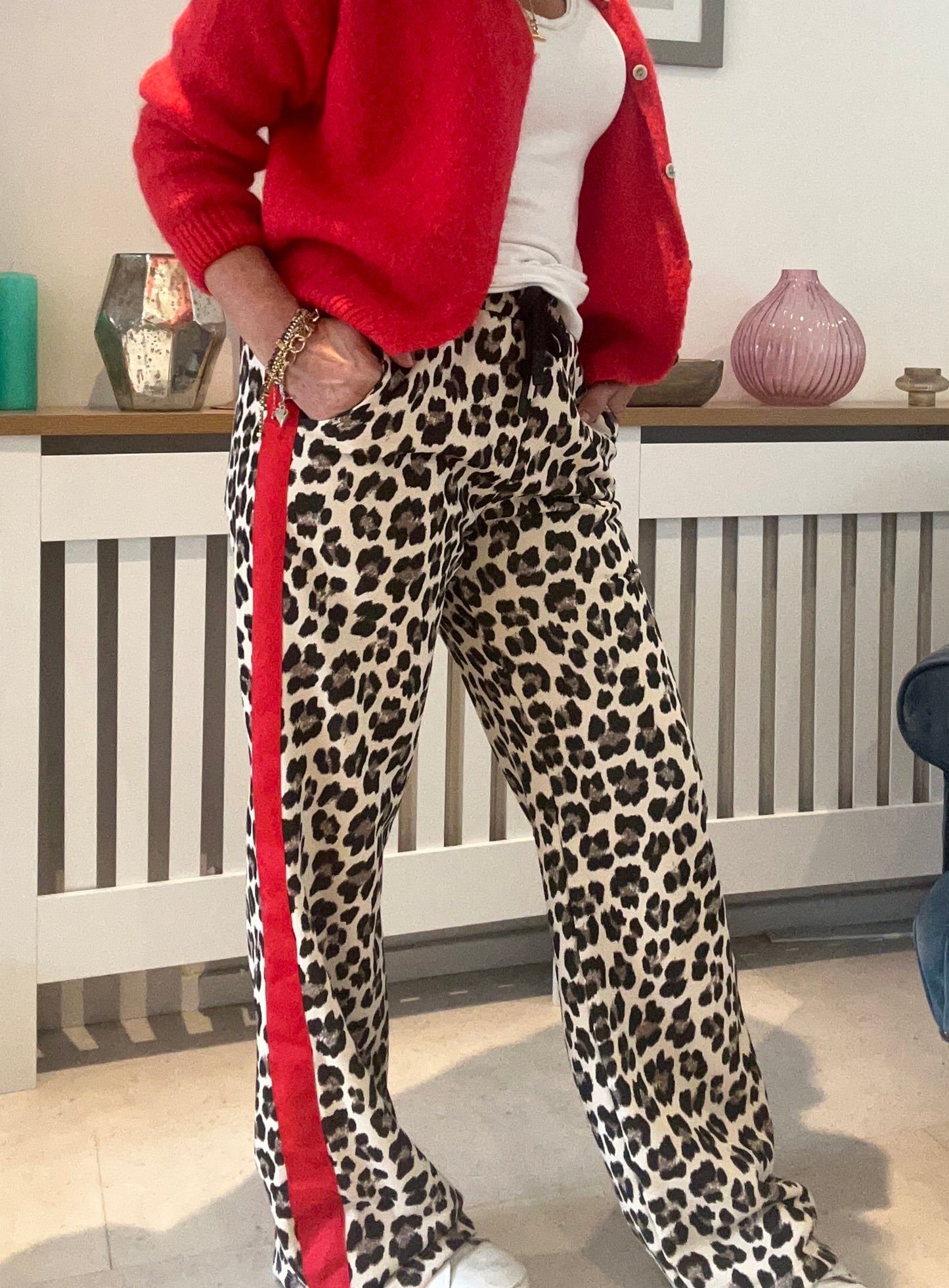 Edina leopard jersey trousers