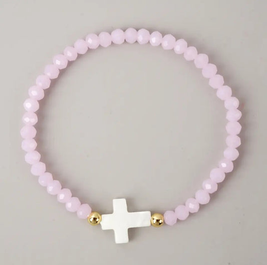 Cruz Beaded Bracelet - Pale Pink