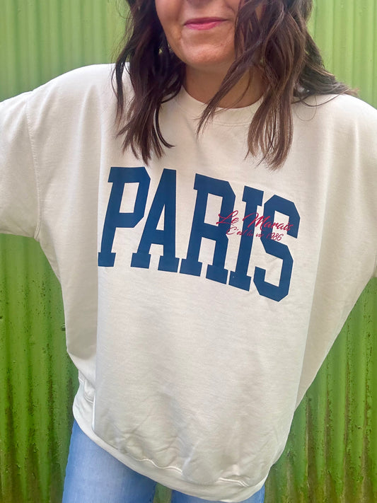 Vintage wash Paris sweatshirt - Cream
