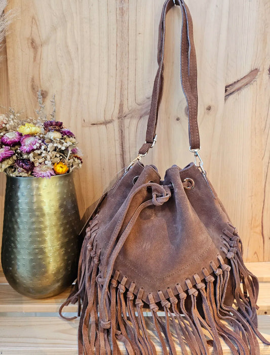 Briar suede tassel bag - Tan