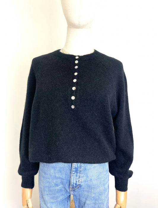 Paris button sweater - Black