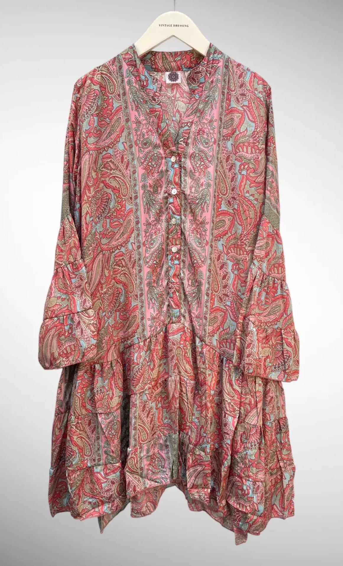 Romy silk mix dress - Red Paisley