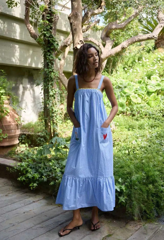 Petal sun dress -  Blue