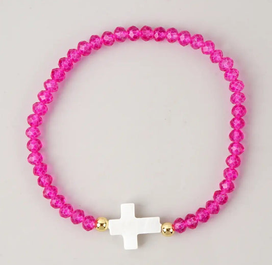 Cruz Beaded Bracelet - Dark Pink