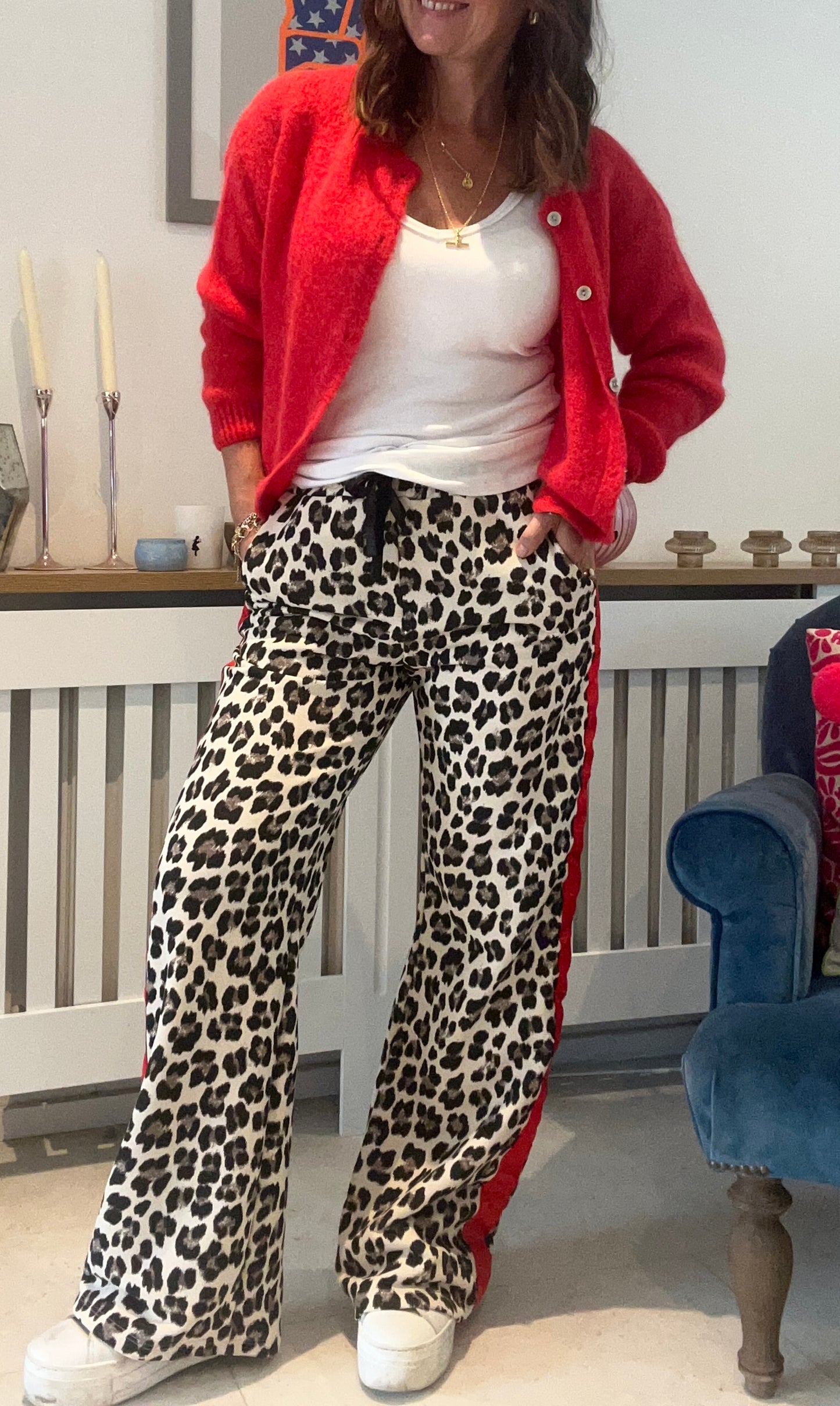 Edina leopard jersey trousers