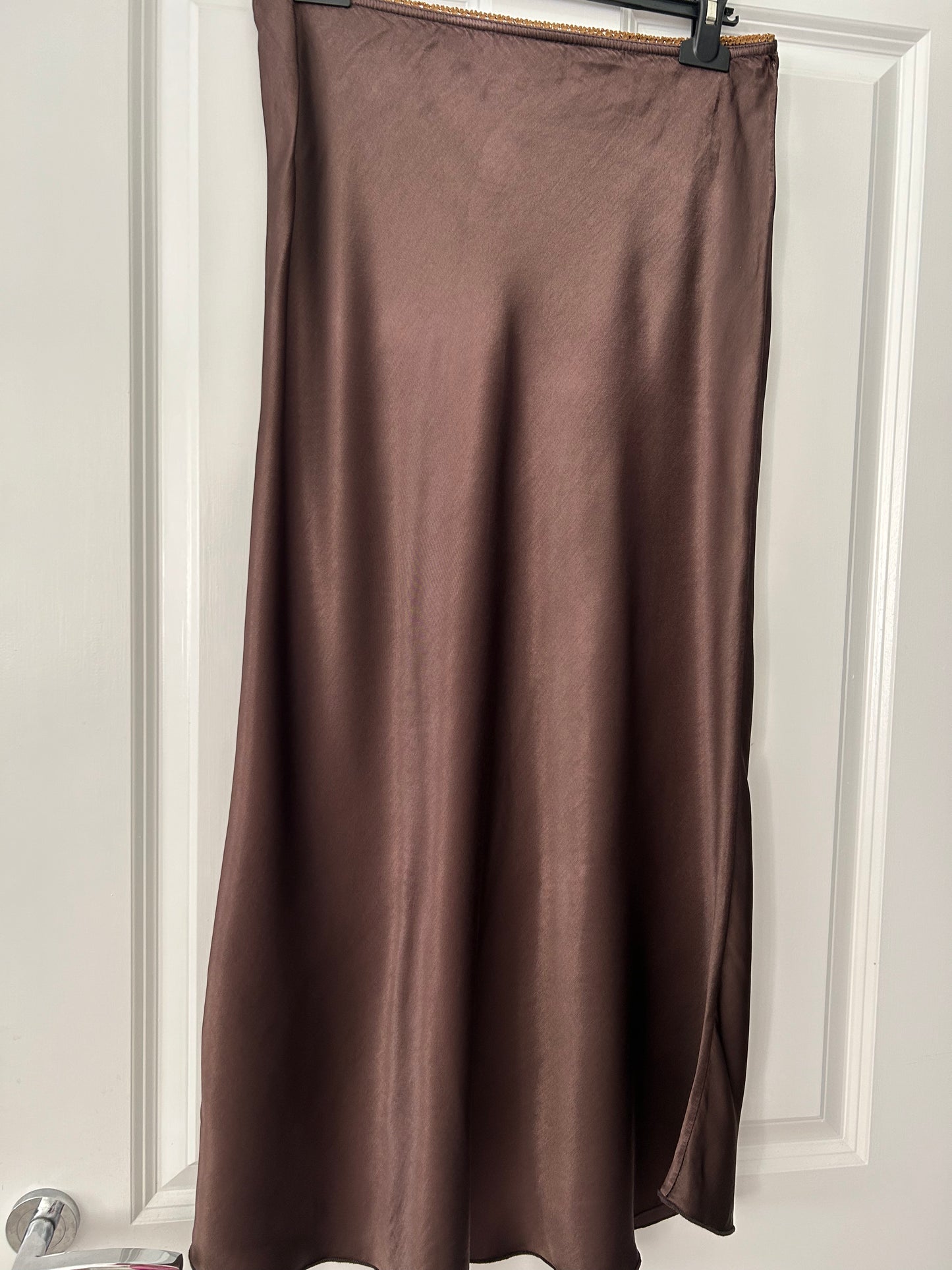 Darcy Satin Slip Skirt - Chocolate