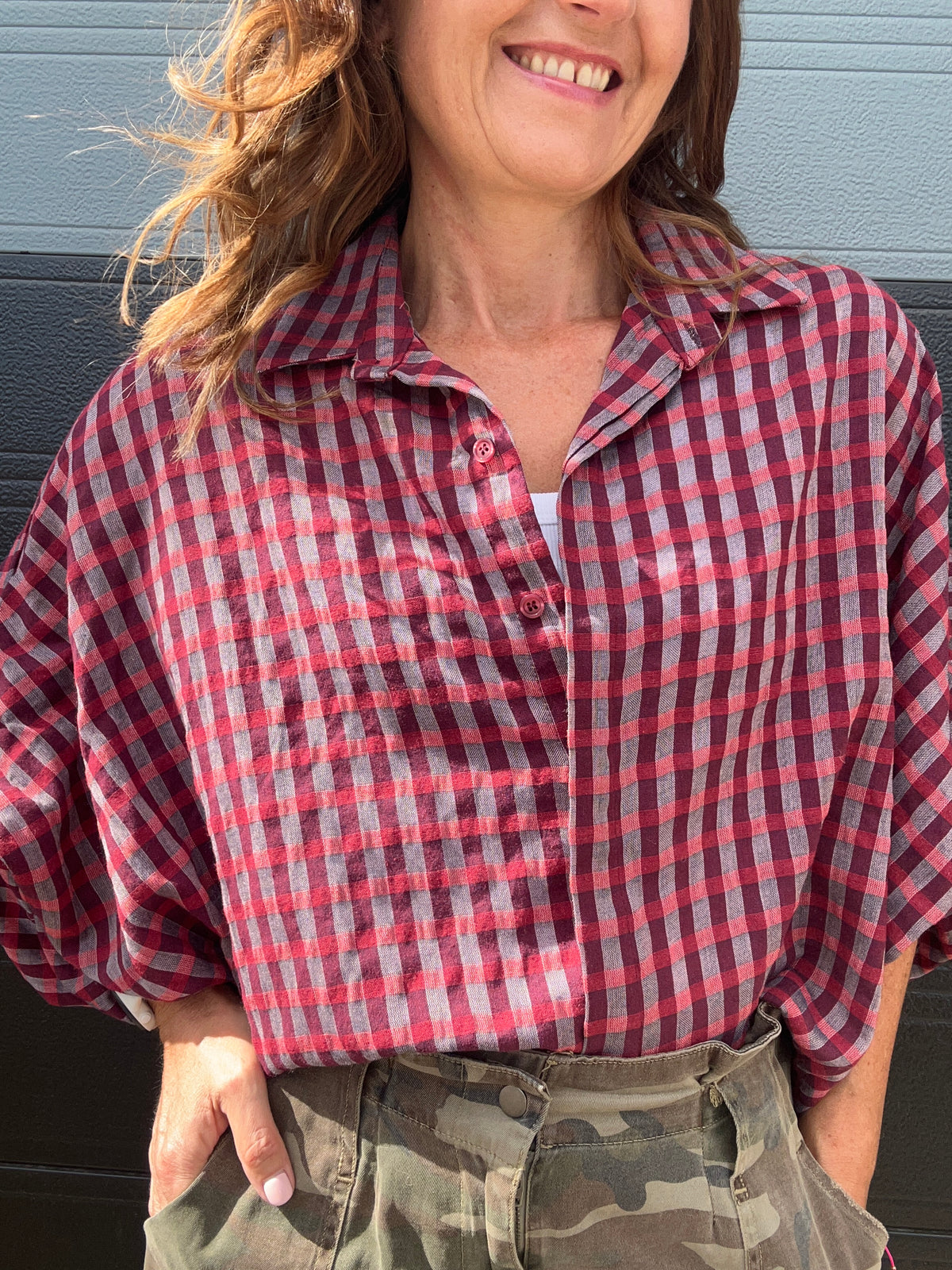 Mabel checked blouse