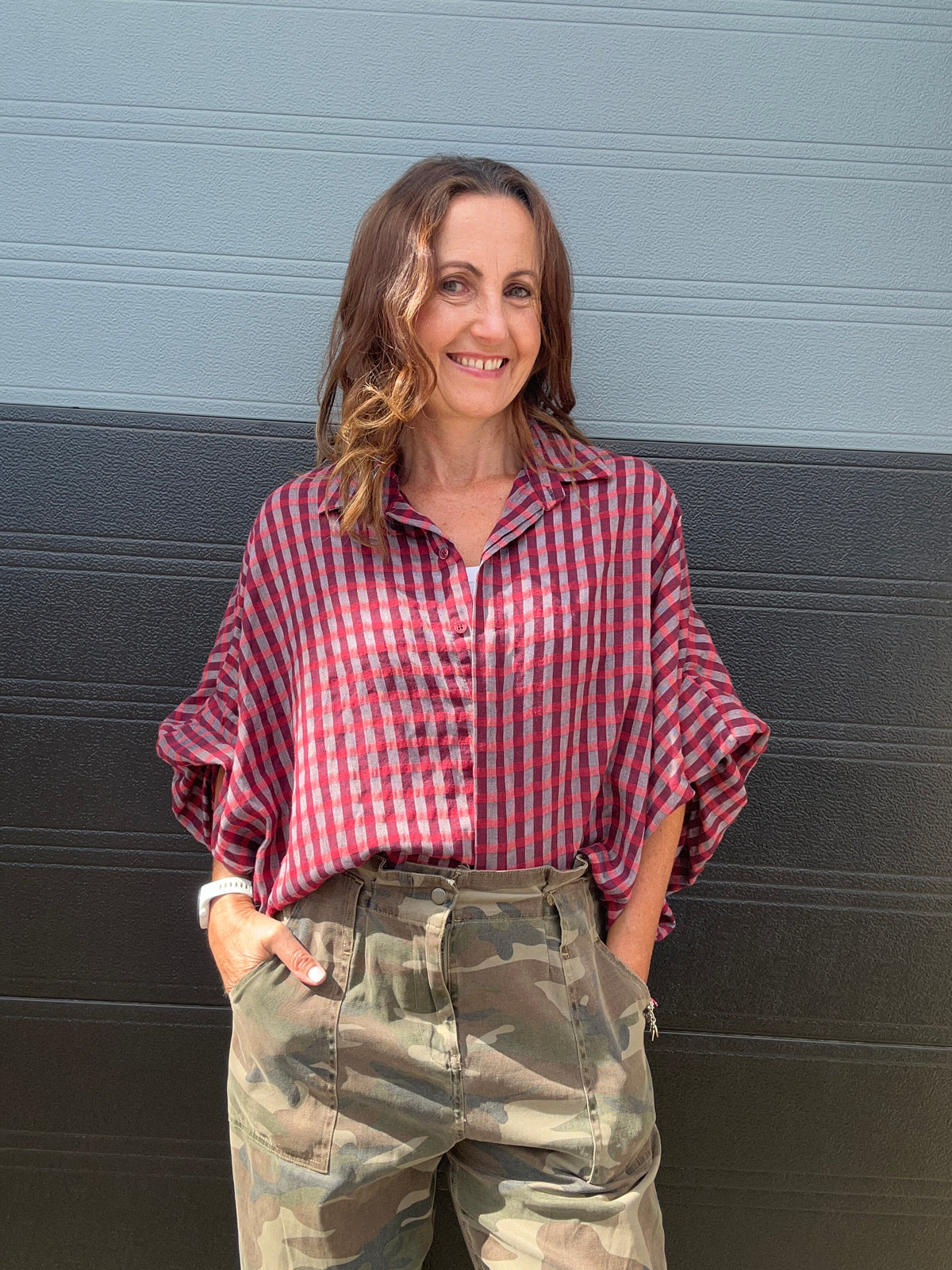 Mabel checked blouse