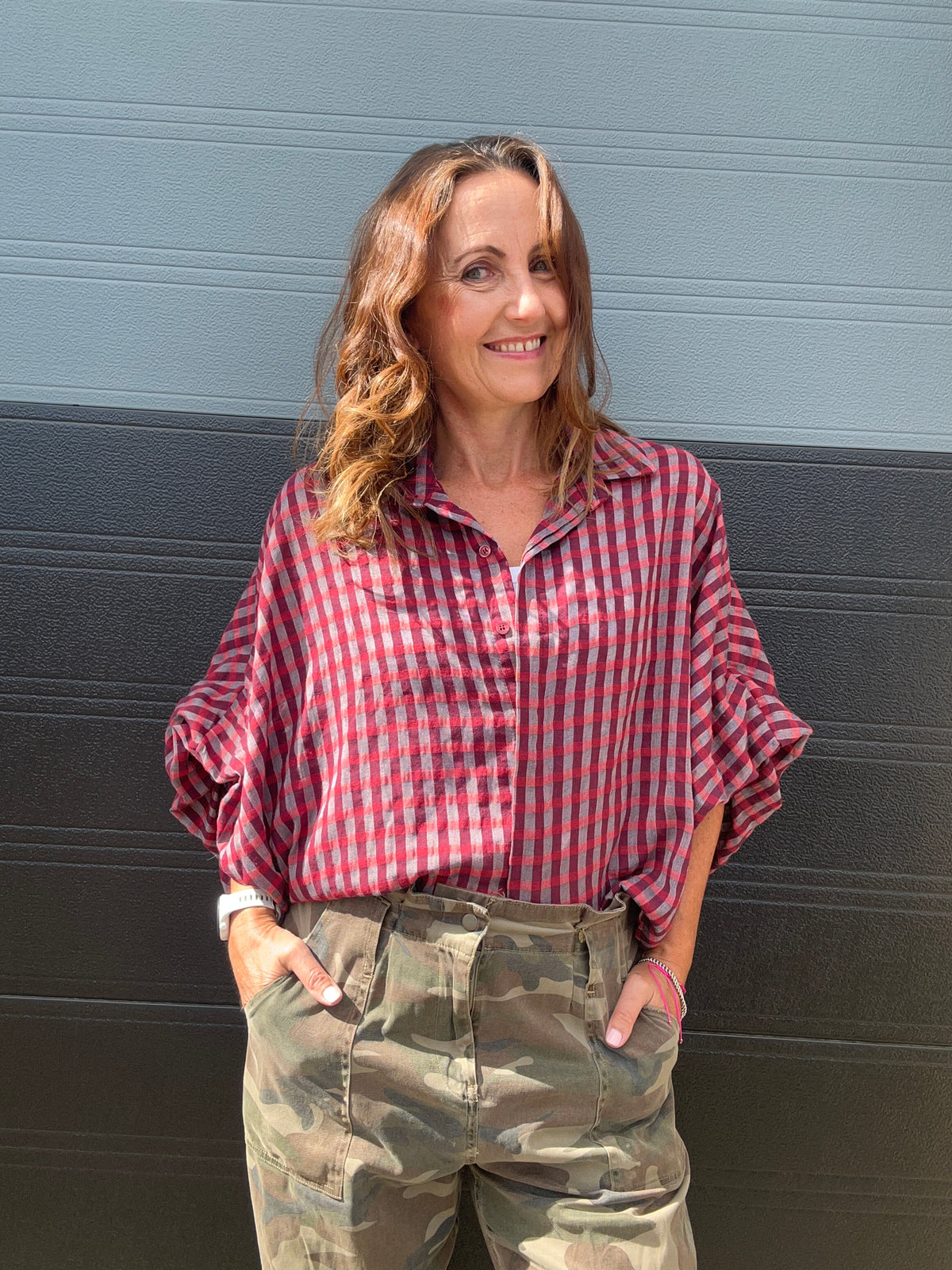 Mabel checked blouse
