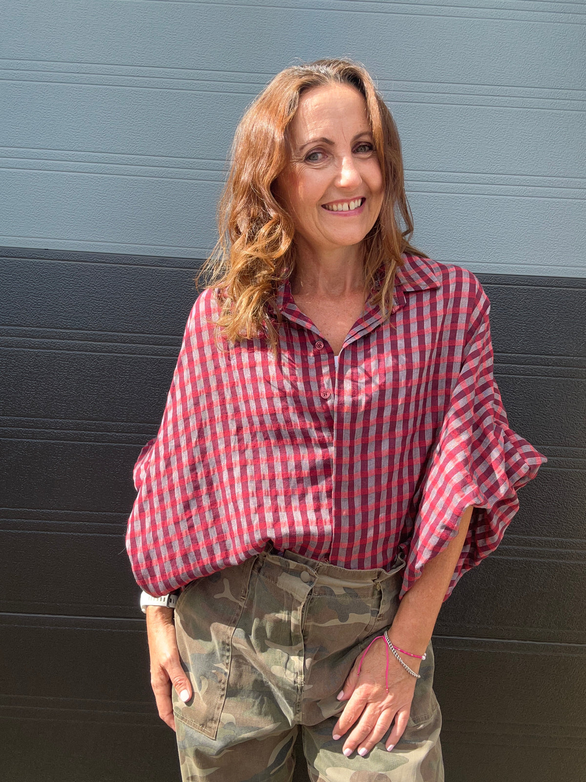 Mabel checked blouse