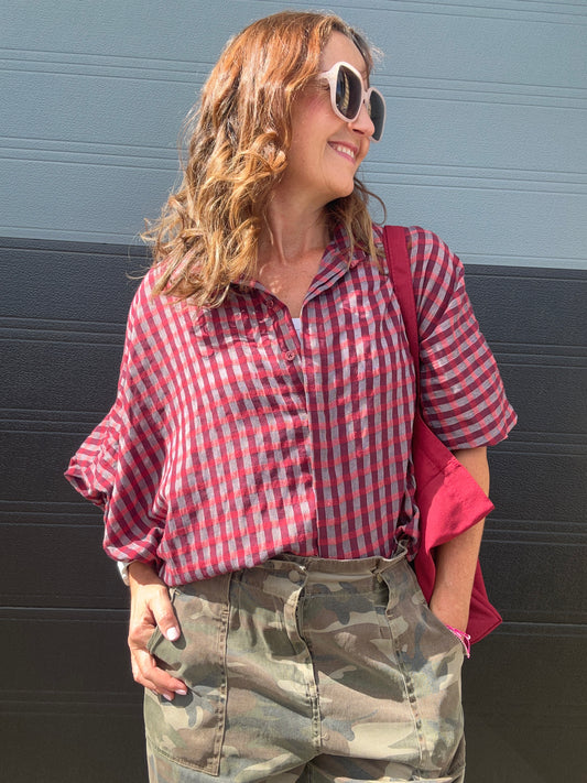 Mabel checked blouse