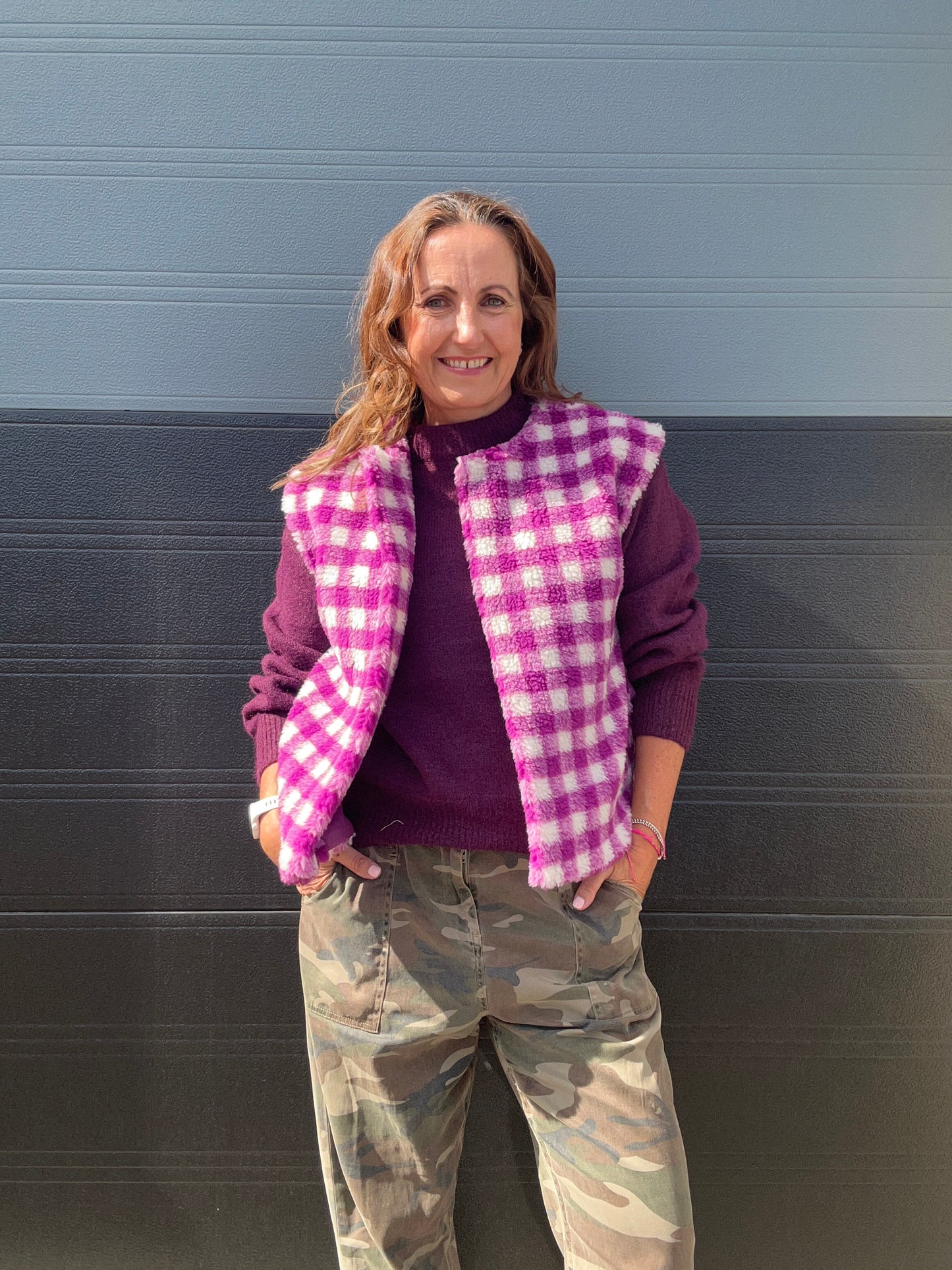 Indy checked gilet - Mauve