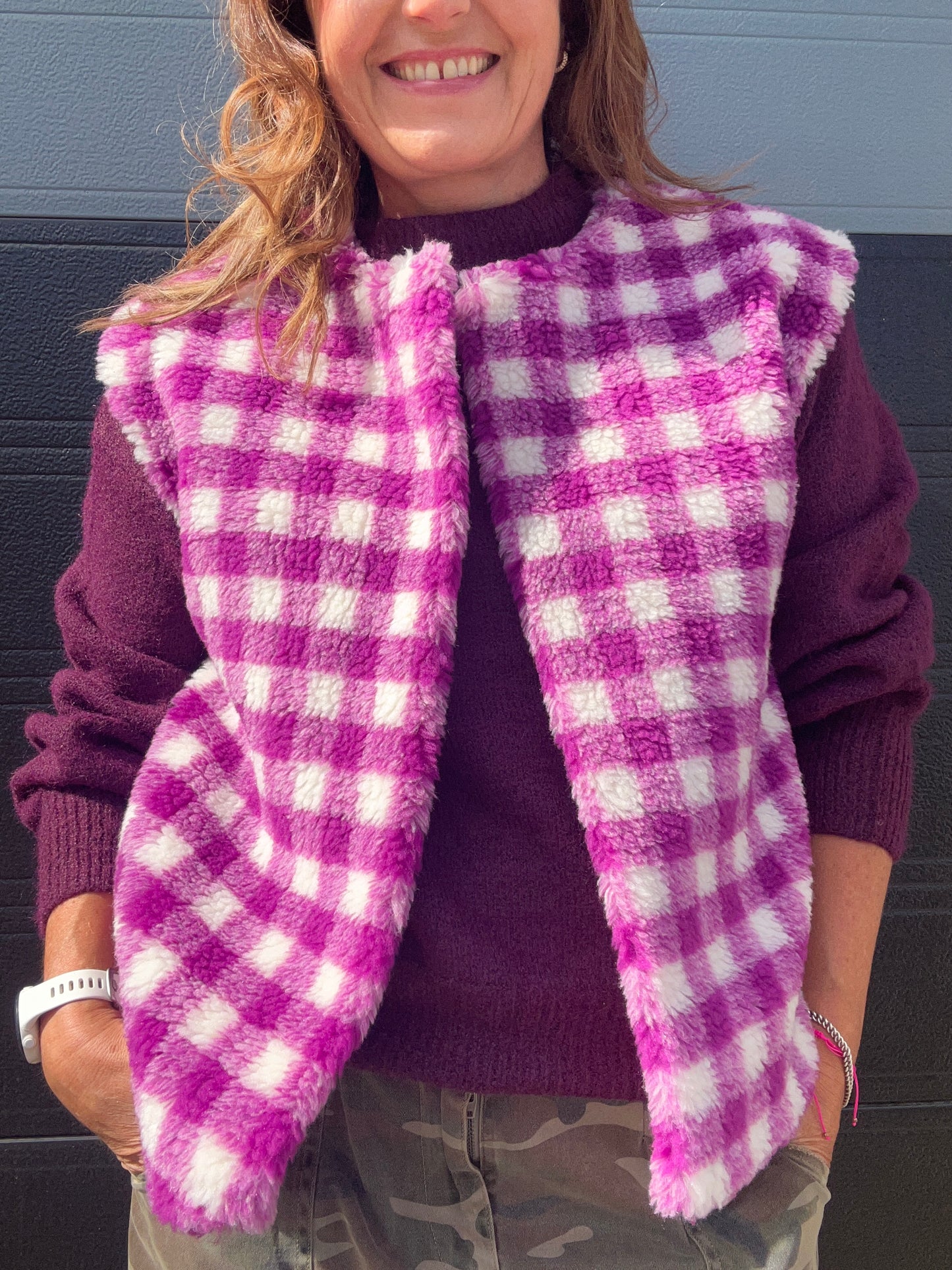 Indy checked gilet - Mauve
