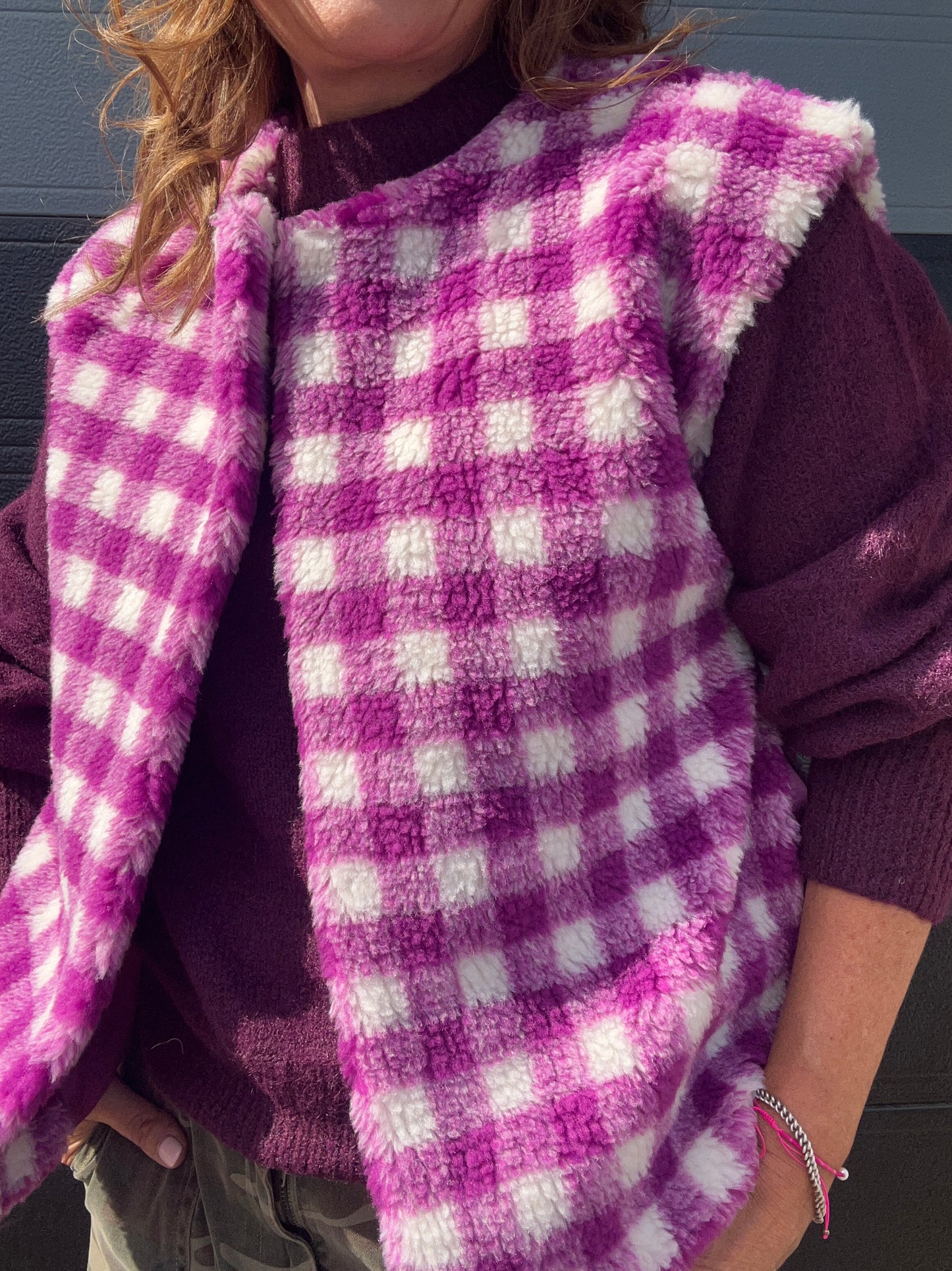 Indy checked gilet - Mauve