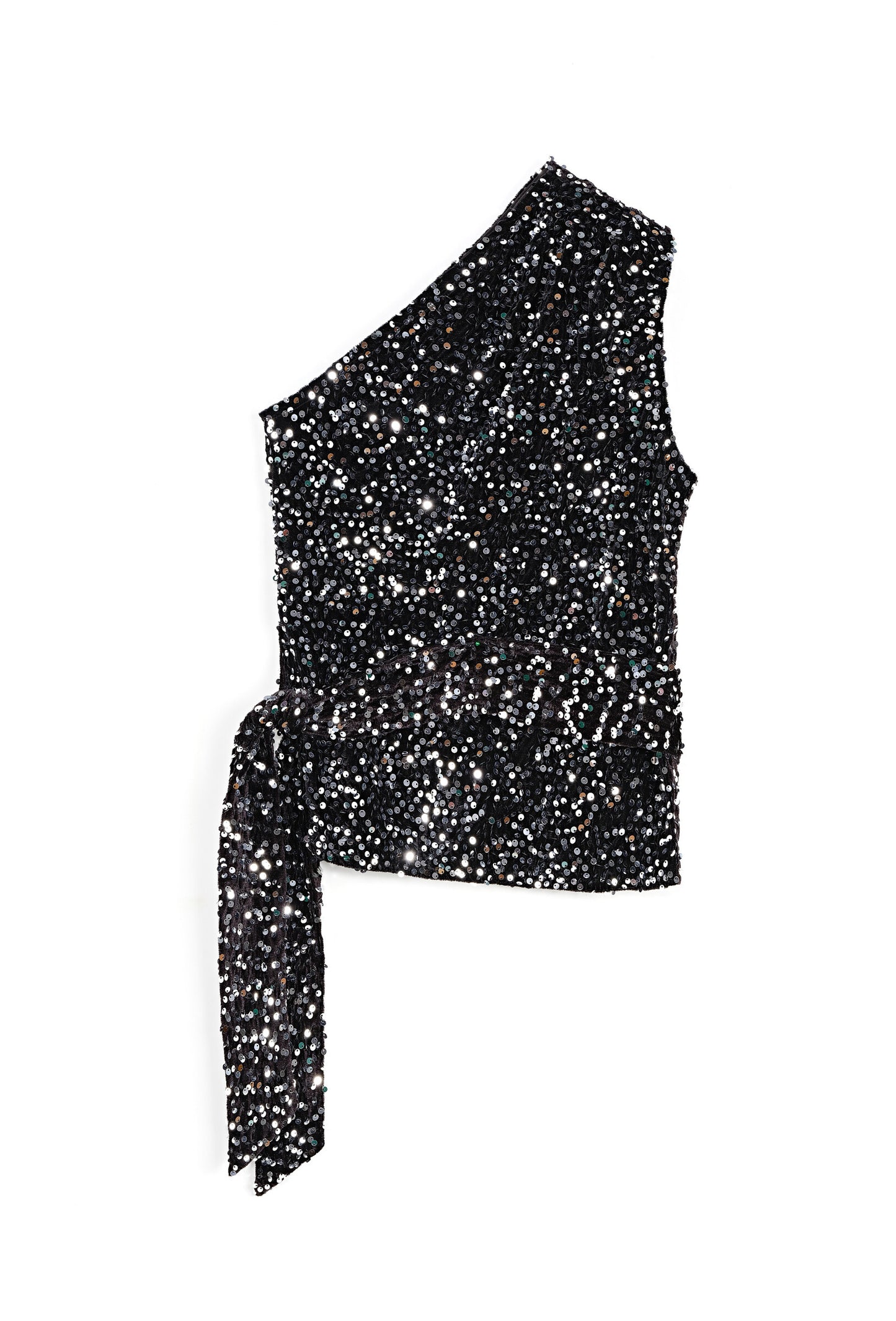 Neptune sequin one shoulder top - Black / Silver