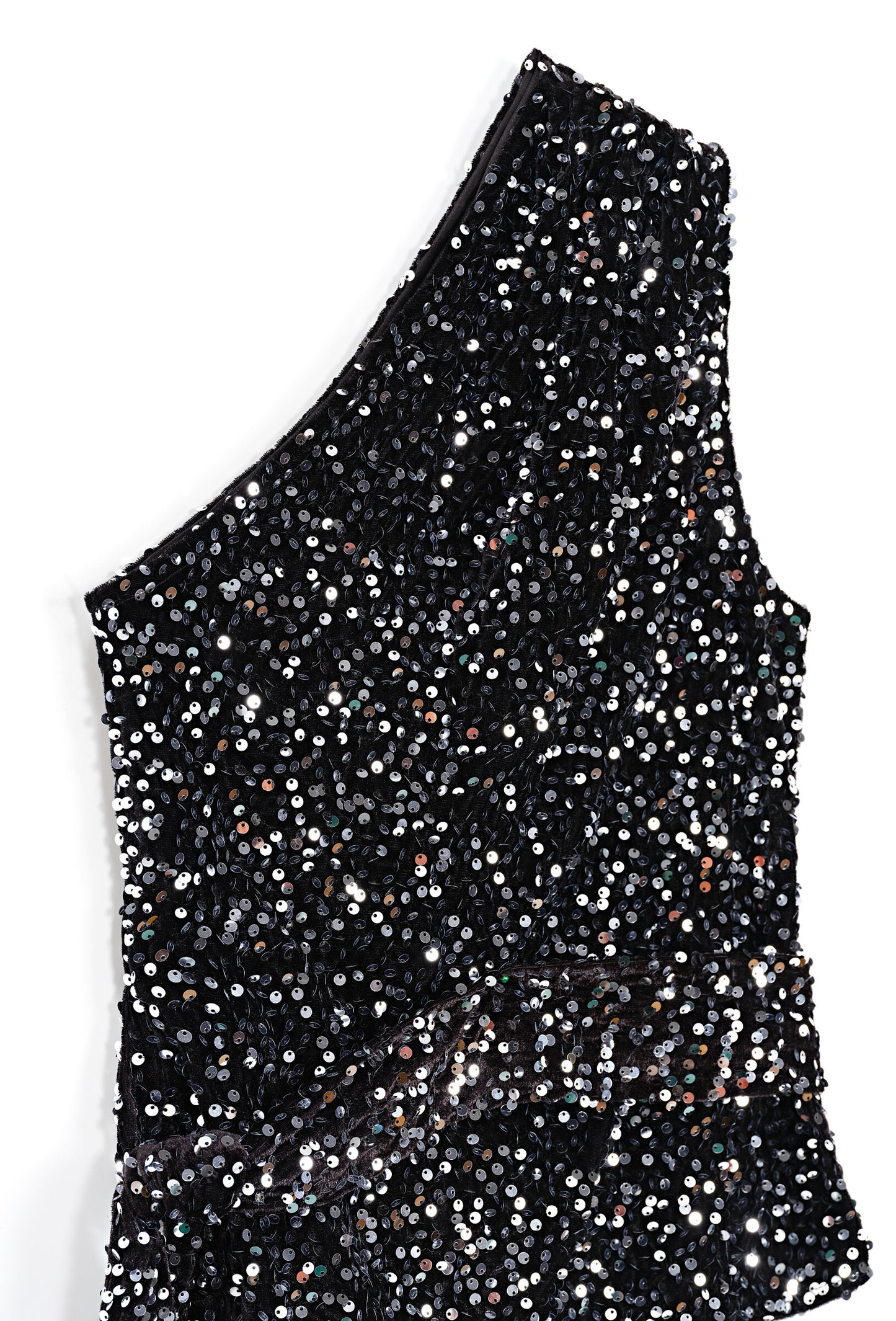 Neptune sequin one shoulder top - Black / Silver