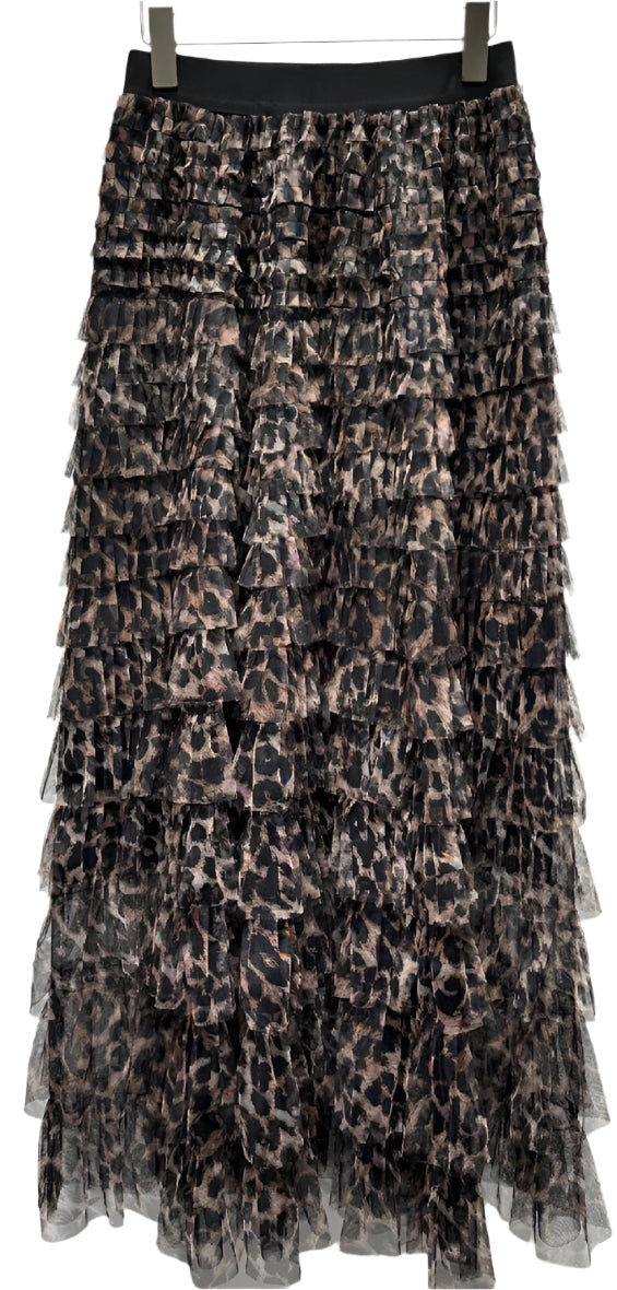 Fabienne leopard tulle skirt