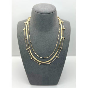 Snake Triple Chain Necklace - Gold